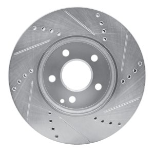 Mercedes-Benz E320 Brake Rotor (1) - Front Left - R1 Concepts - Drilled & Slotted - Silver - `03-`09